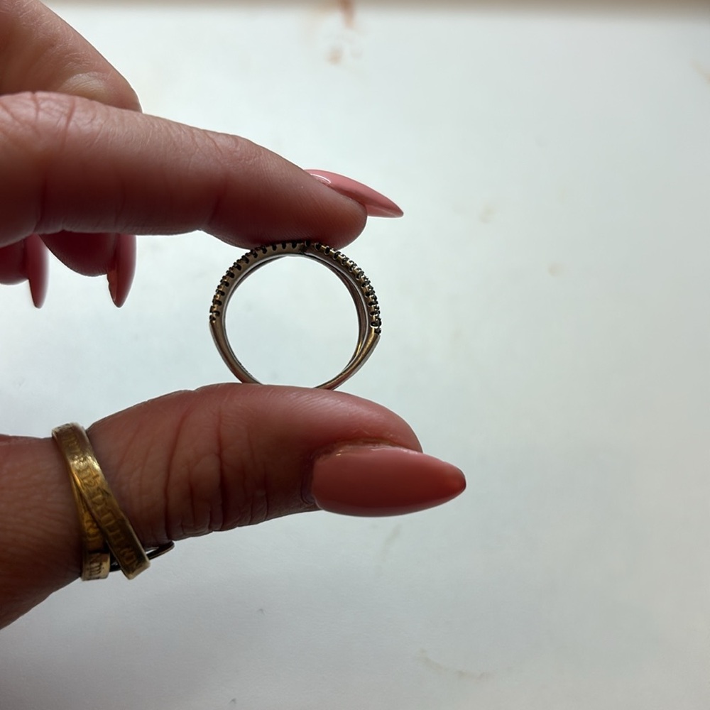 Silver + Rhinestone Crossover Ring - image 7